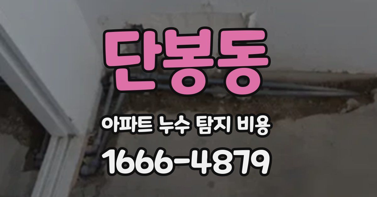 단봉동 아파트 누수 탐지 비용