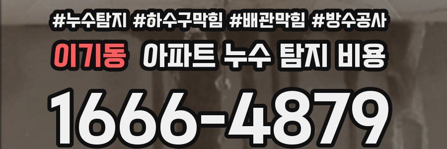 이기동 아파트 누수 탐지 비용