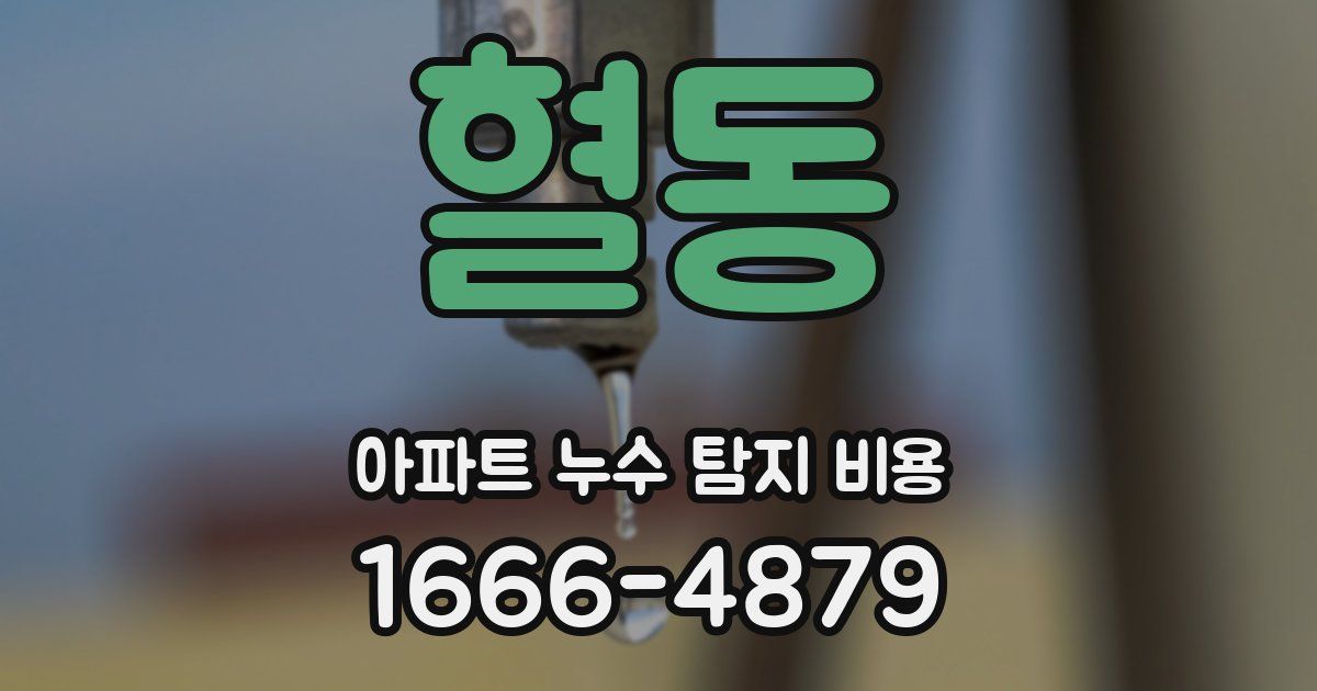 혈동 아파트 누수 탐지 비용