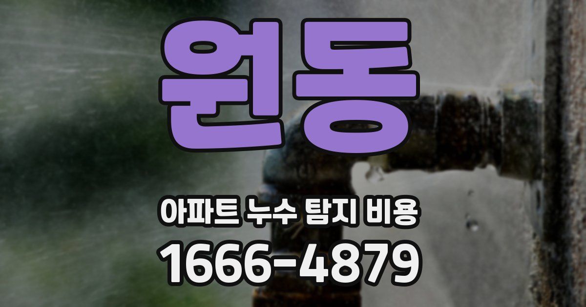 원동 아파트 누수 탐지 비용