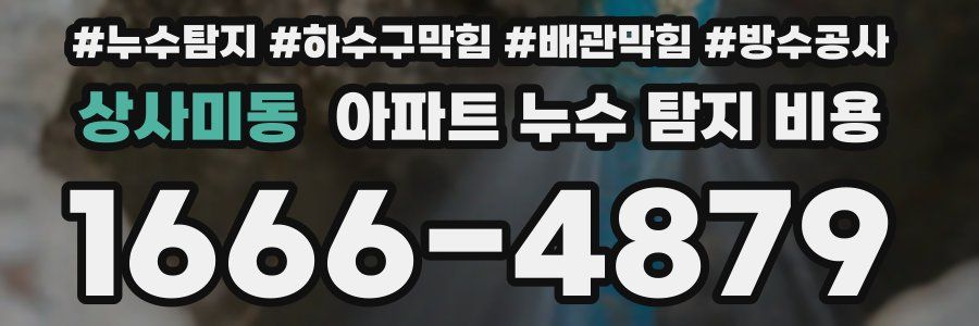 상사미동 아파트 누수 탐지 비용