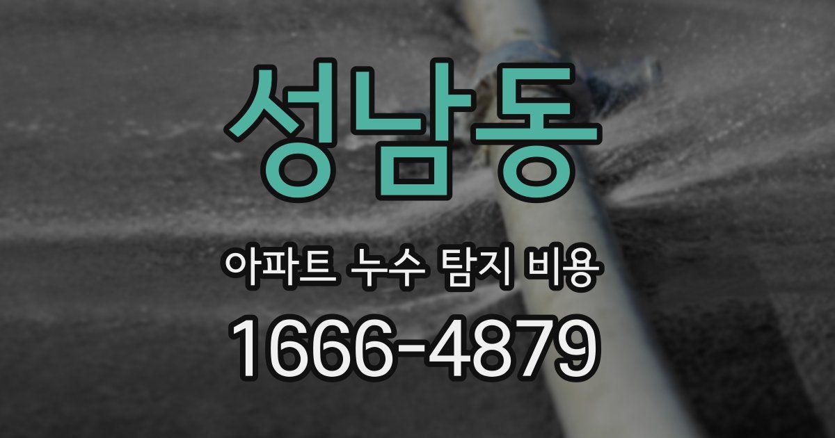 성남동 아파트 누수 탐지 비용