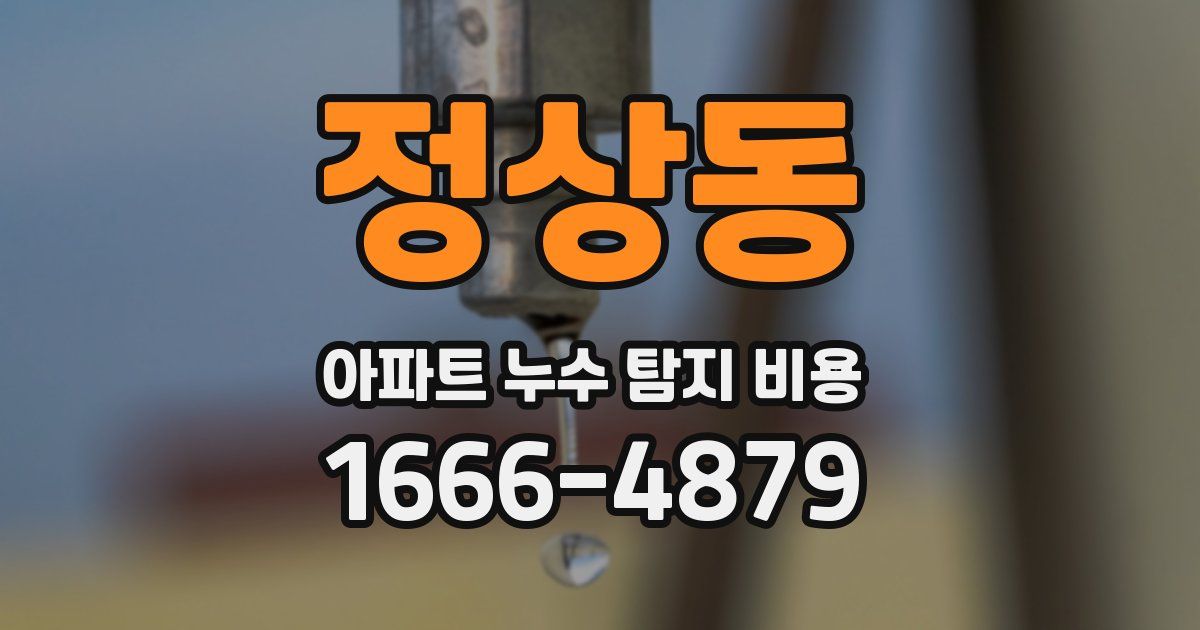 정상동 아파트 누수 탐지 비용