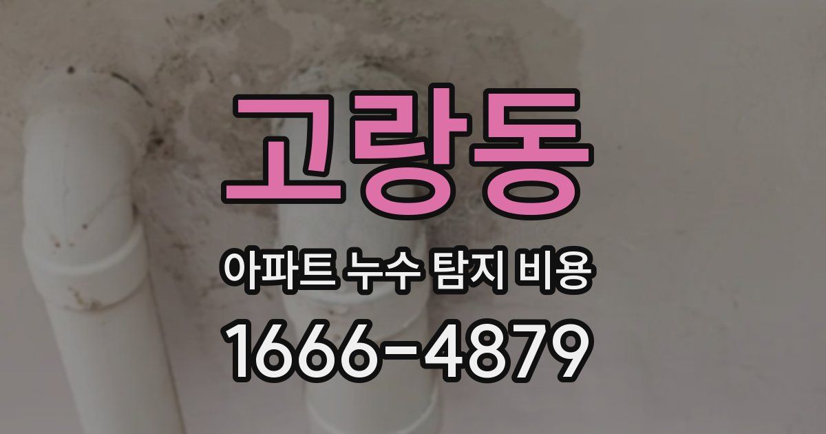 고랑동 아파트 누수 탐지 비용