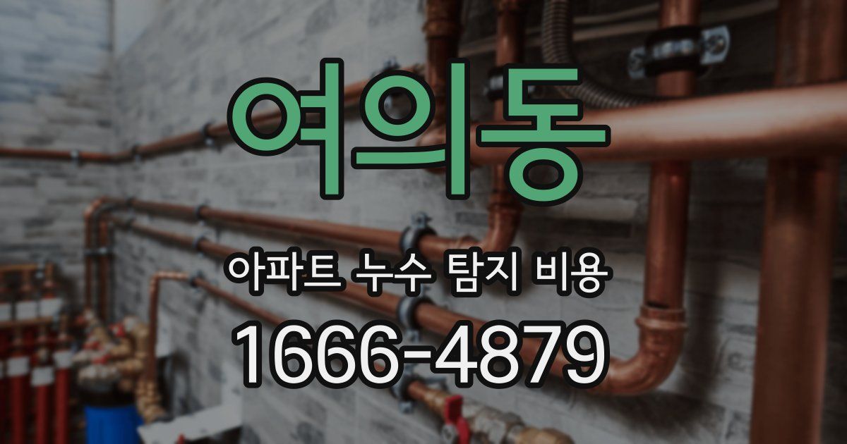 여의동 아파트 누수 탐지 비용