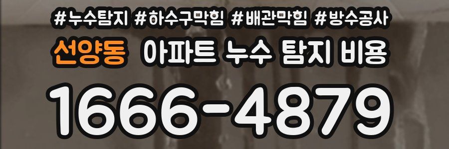 선양동 아파트 누수 탐지 비용