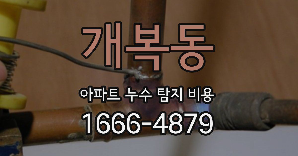 개복동 아파트 누수 탐지 비용