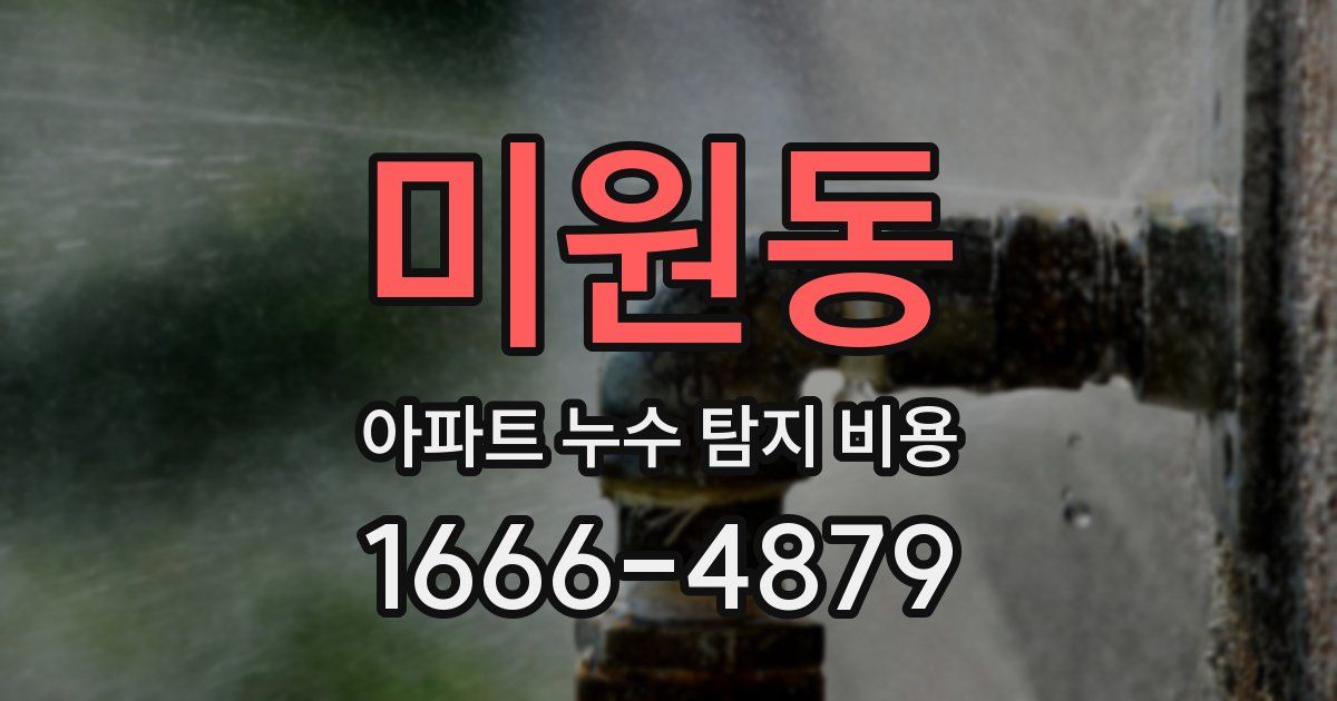 미원동 아파트 누수 탐지 비용