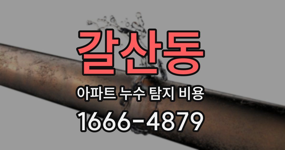 갈산동 아파트 누수 탐지 비용