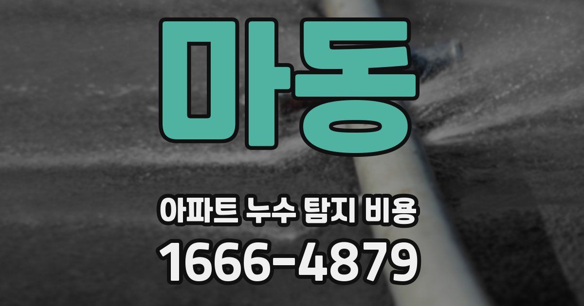 마동 아파트 누수 탐지 비용