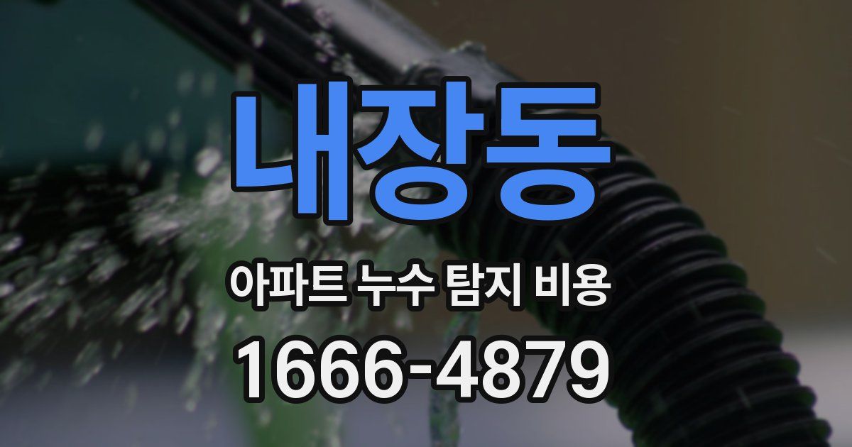 내장동 아파트 누수 탐지 비용