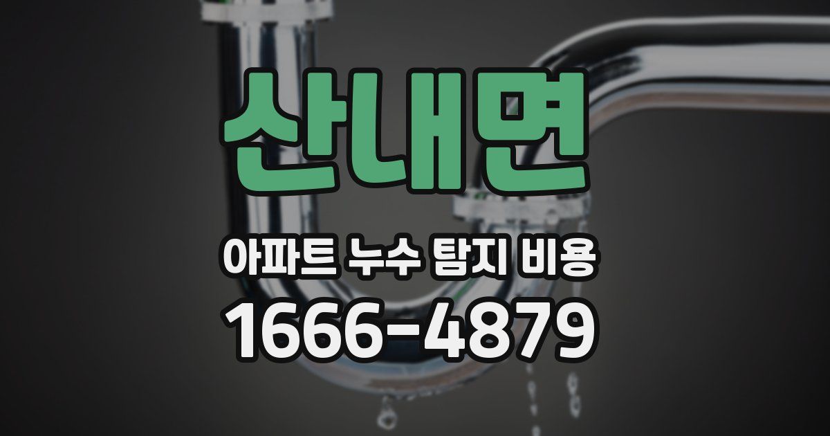 산내면 아파트 누수 탐지 비용