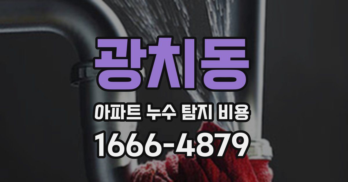 광치동 아파트 누수 탐지 비용