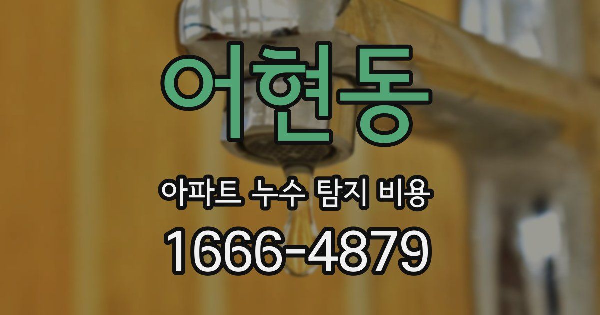 어현동 아파트 누수 탐지 비용