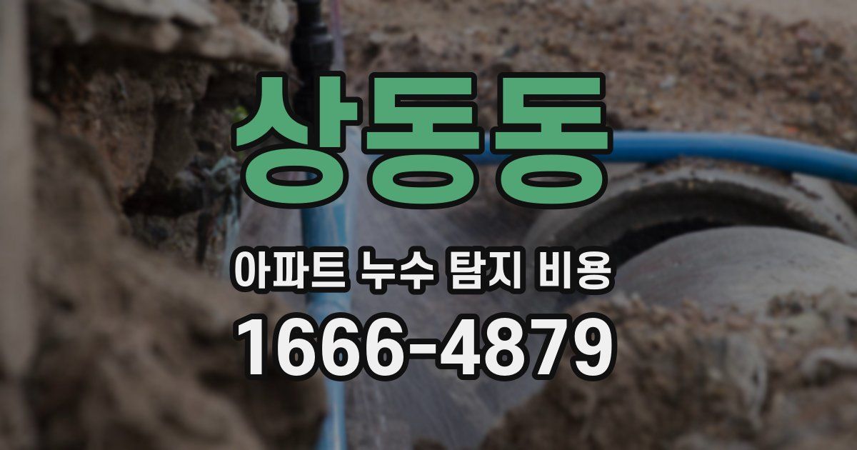 상동동 아파트 누수 탐지 비용