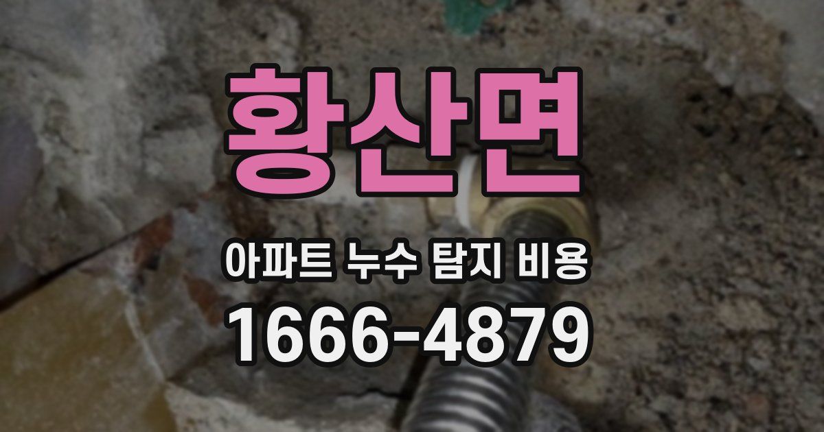 황산면 아파트 누수 탐지 비용