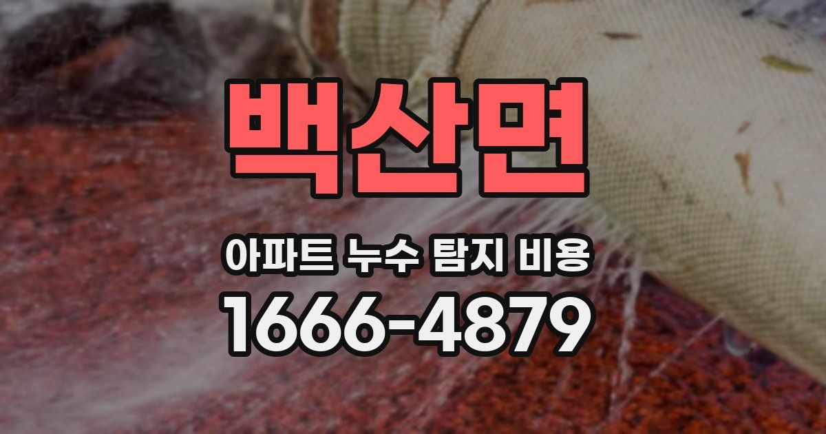 백산면 아파트 누수 탐지 비용