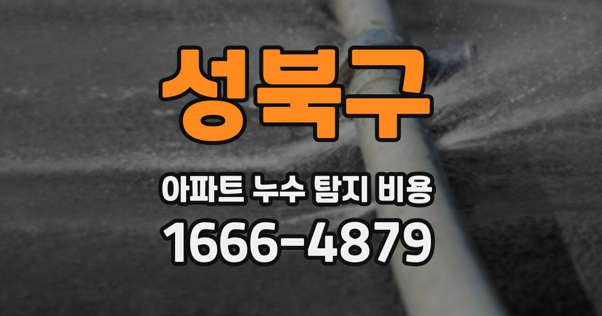성북구 아파트 누수 탐지 비용