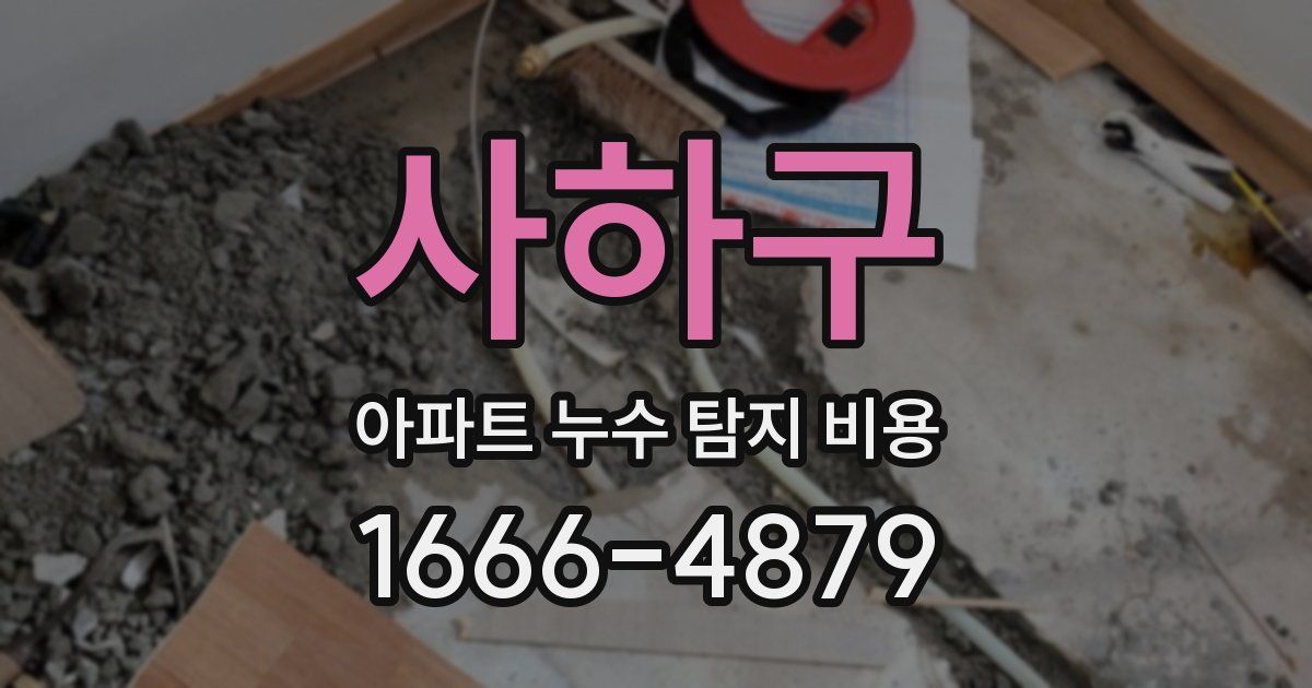 사하구 아파트 누수 탐지 비용