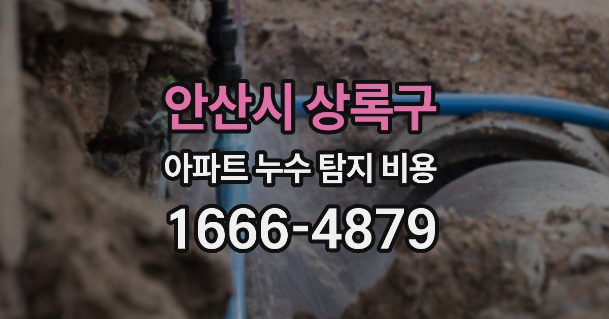 안산시 상록구 아파트 누수 탐지 비용