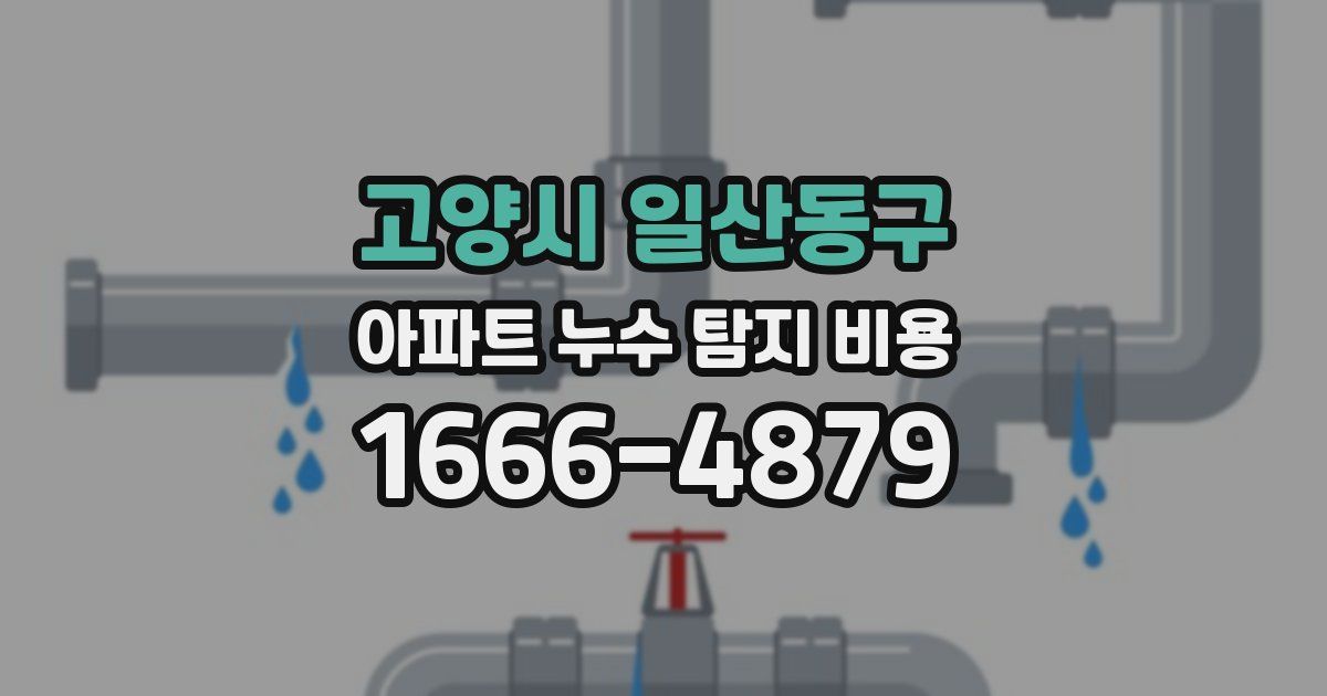 고양시 일산동구 아파트 누수 탐지 비용