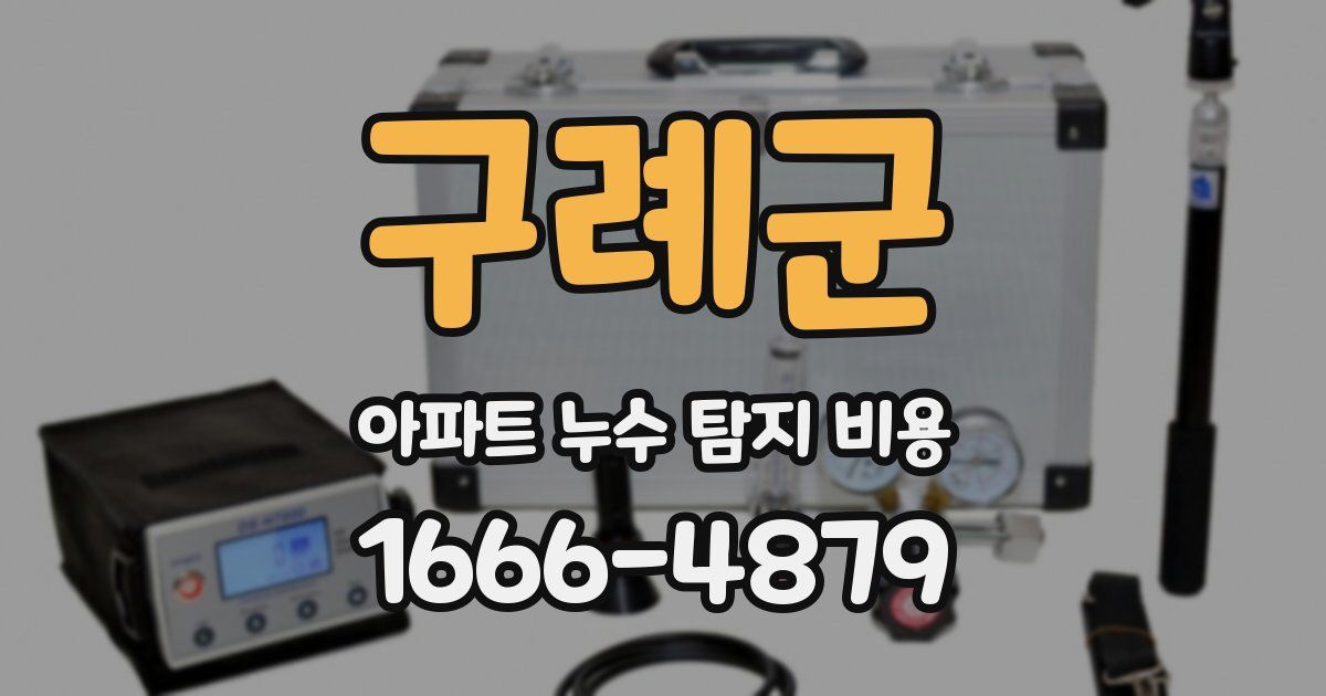 구례군 아파트 누수 탐지 비용