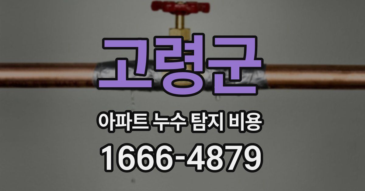 고령군 아파트 누수 탐지 비용