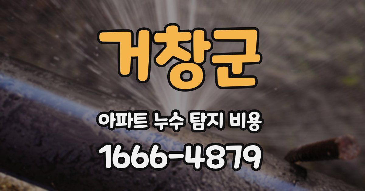 거창군 아파트 누수 탐지 비용