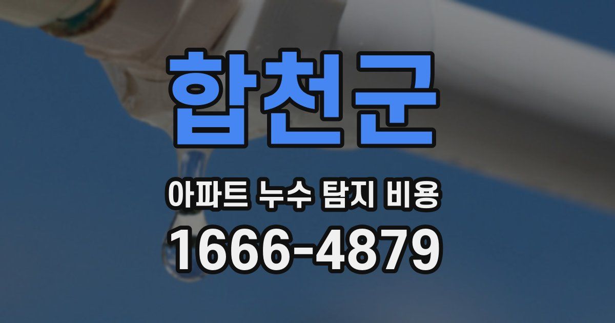 합천군 아파트 누수 탐지 비용