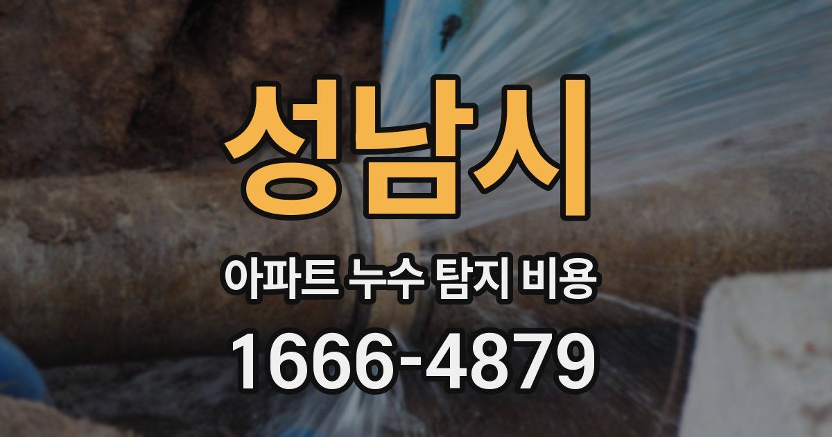 성남시 아파트 누수 탐지 비용