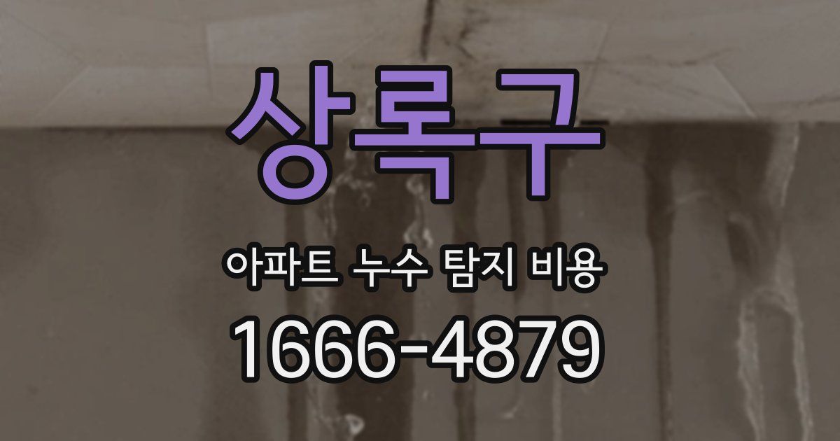 상록구 아파트 누수 탐지 비용