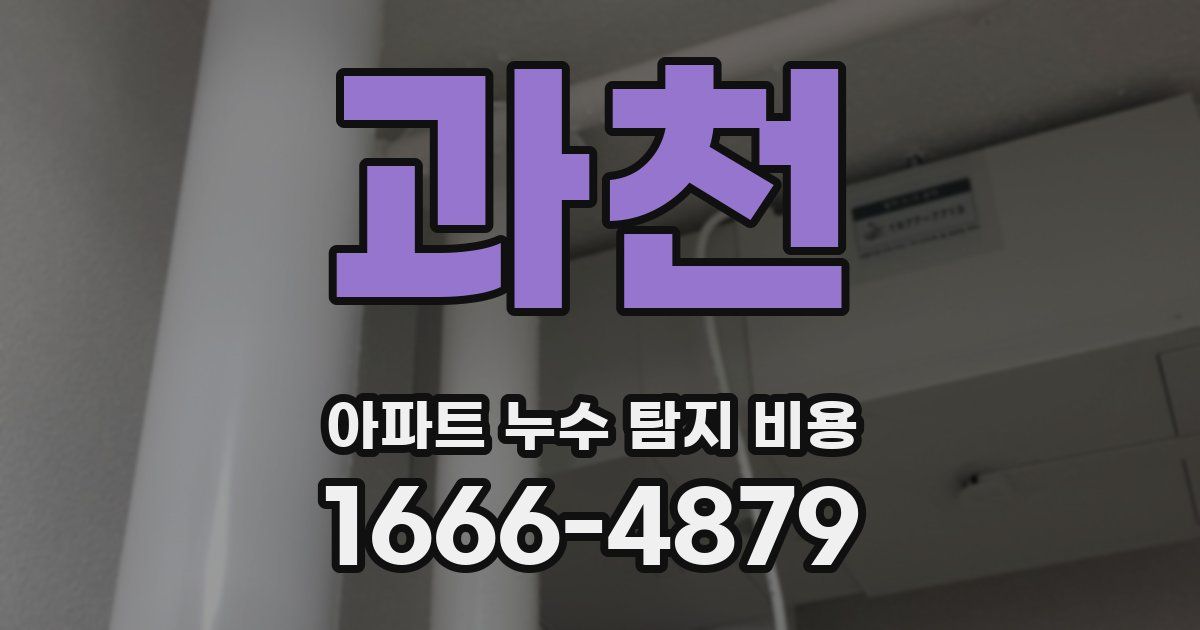 과천 아파트 누수 탐지 비용