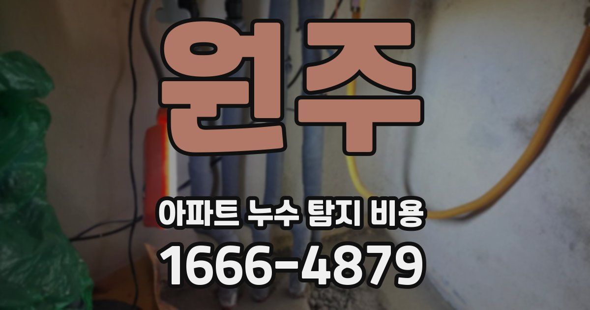 원주 아파트 누수 탐지 비용
