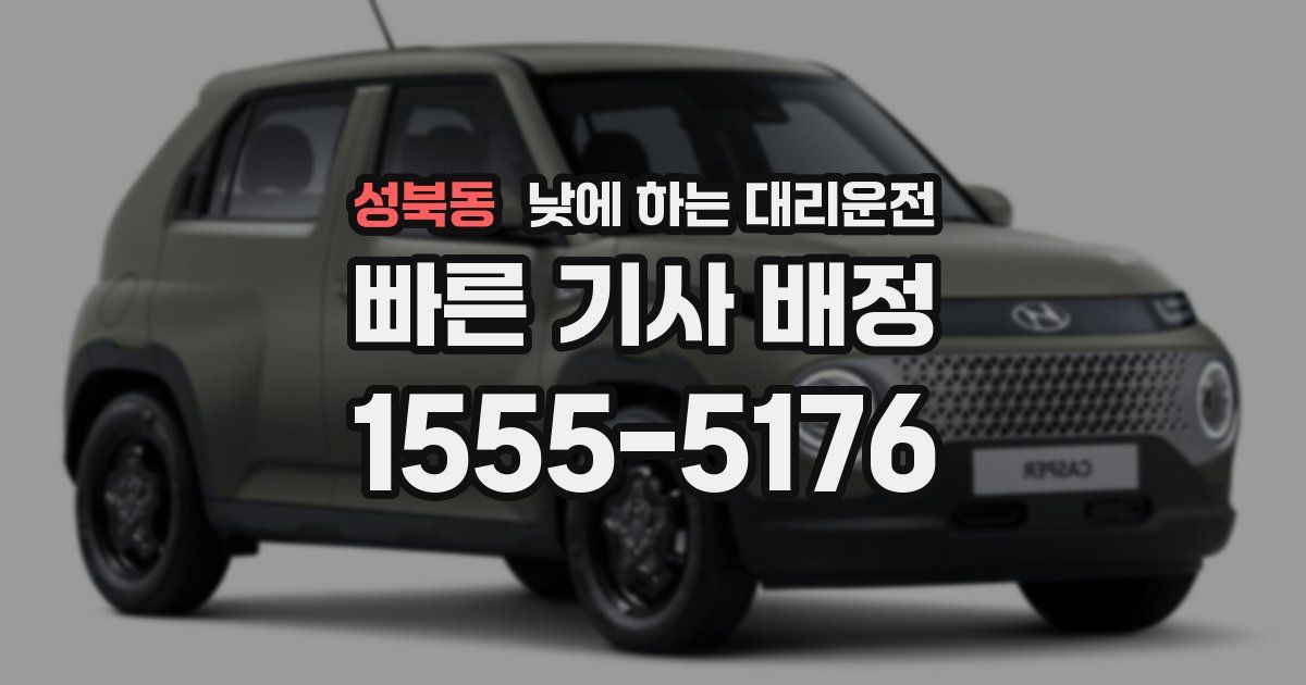 성북동 낮에 하는 대리운전