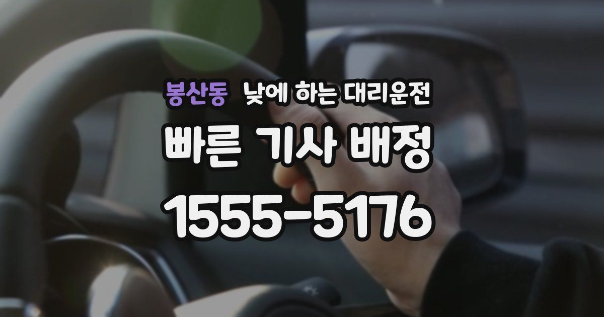 봉산동 낮에 하는 대리운전