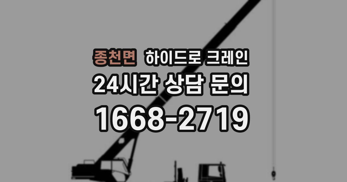 종천면 하이드로 크레인