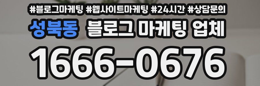 성북동 블로그 마케팅 업체