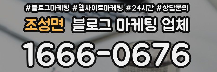 조성면 블로그 마케팅 업체