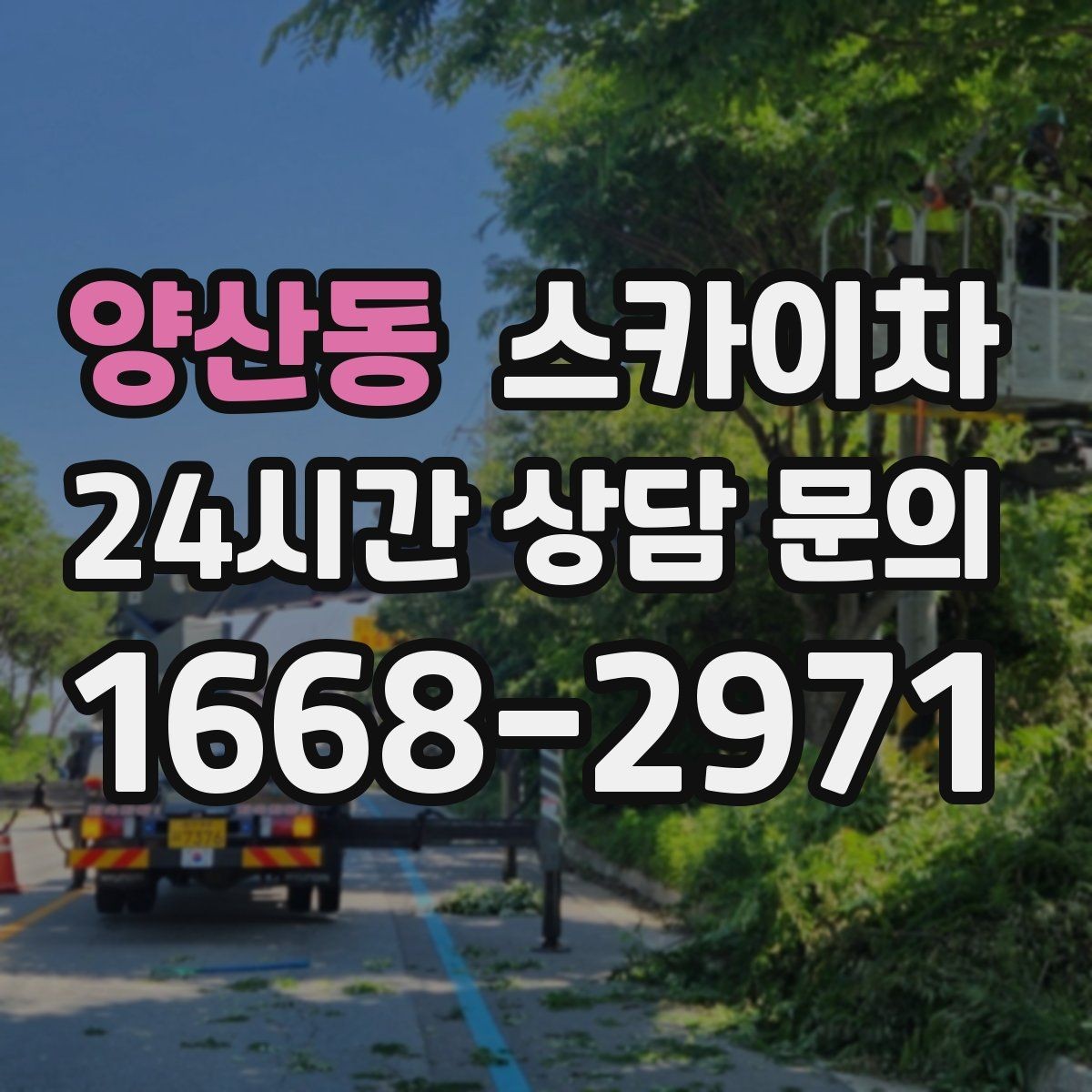 양산동 스카이차 외벽 배수구 주변 고소 청소 작업