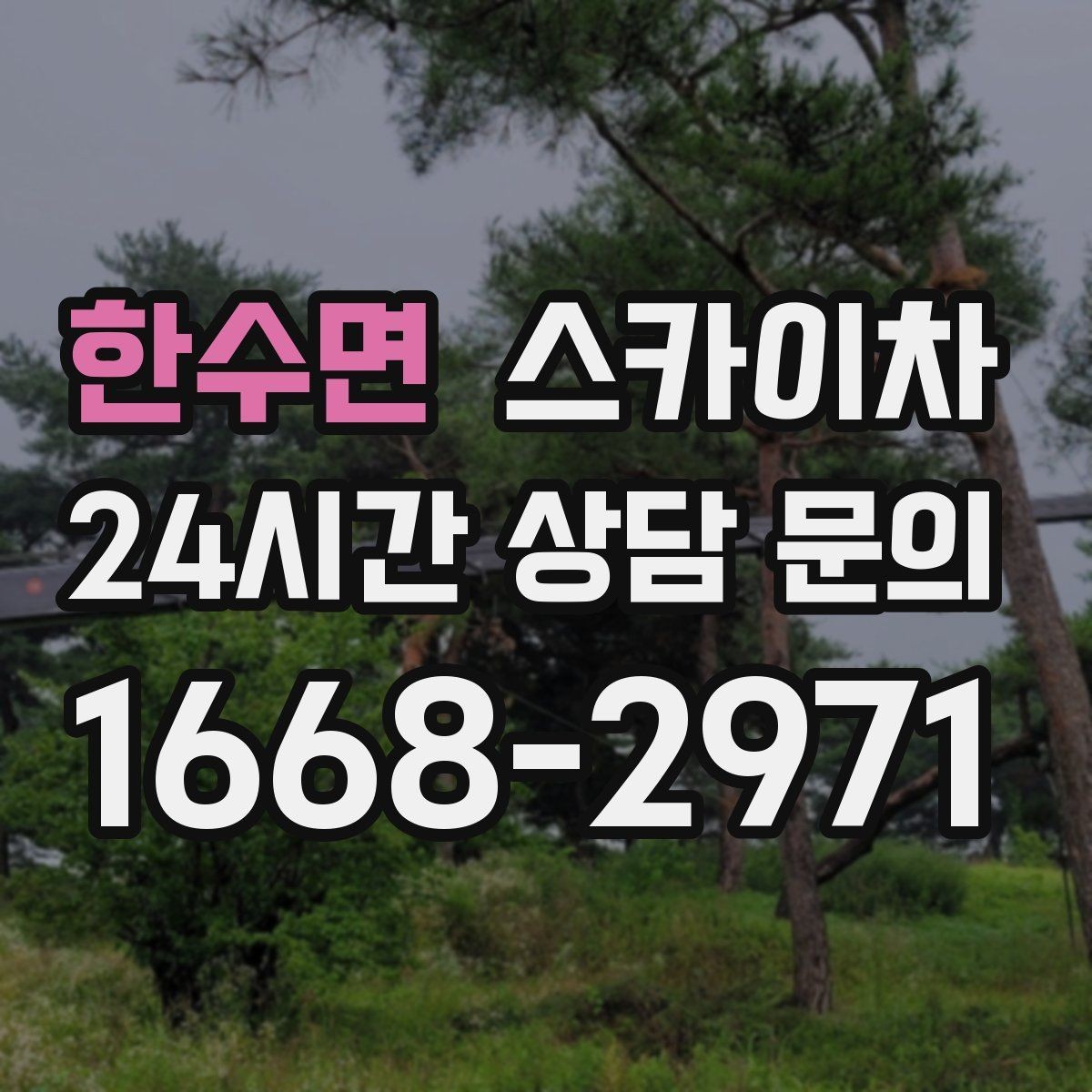 한수면 스카이차 간이 무대 조명 설치를 고소에서 진행