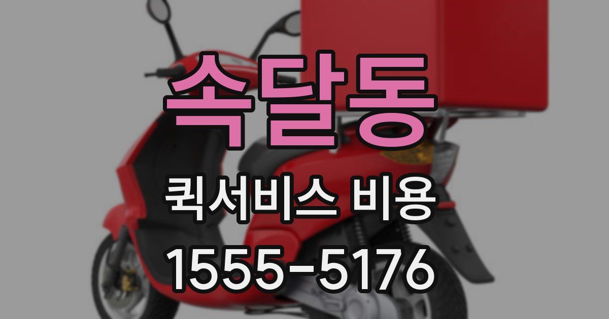 속달동 퀵서비스 비용