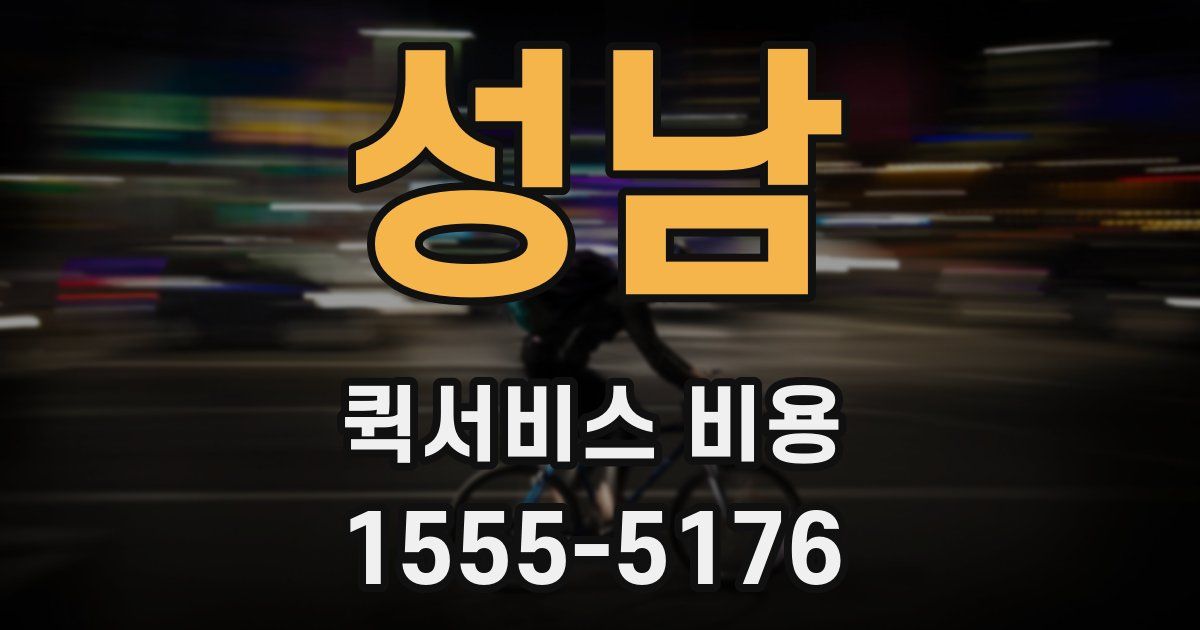 성남 퀵서비스 비용