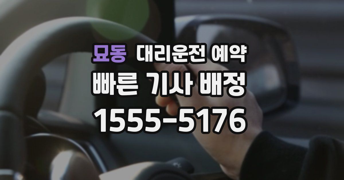 묘동 대리운전 예약