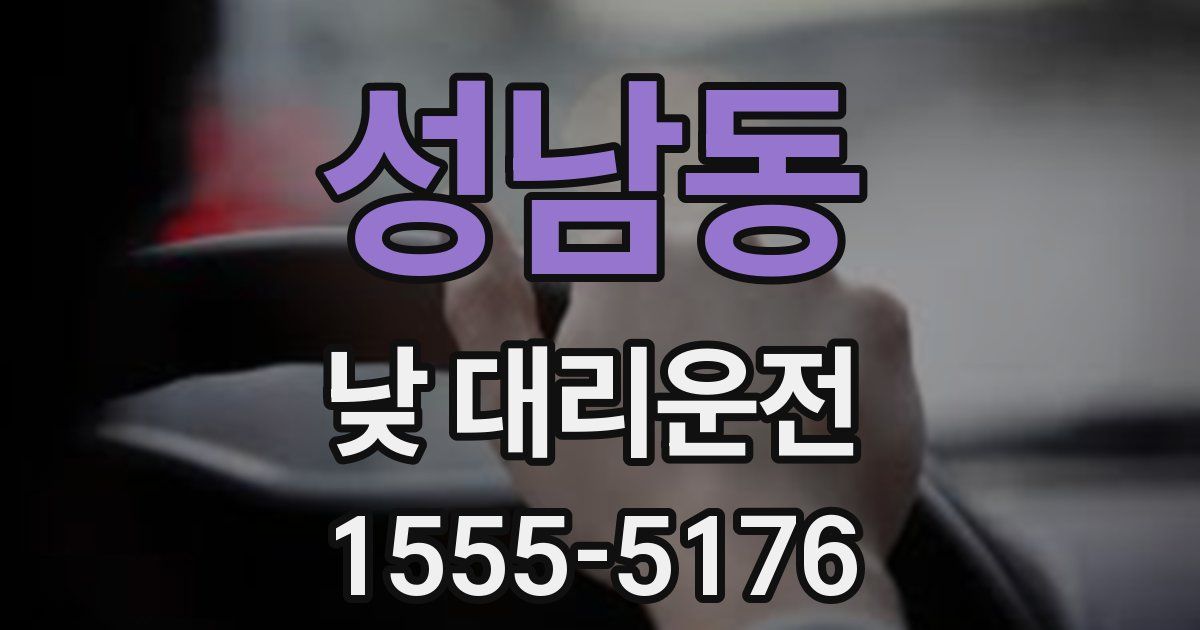 성남동 낮 대리운전