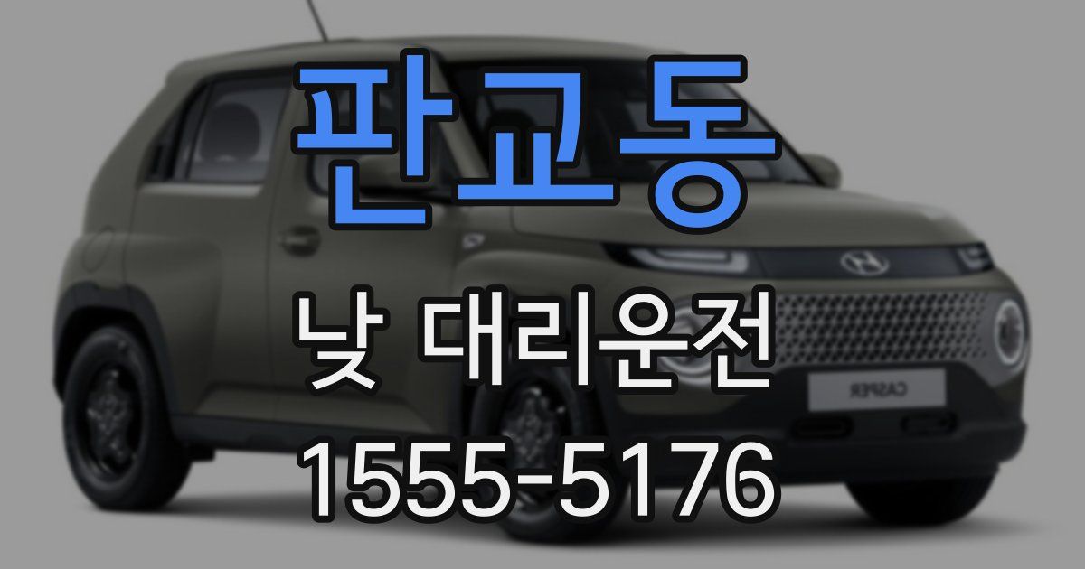 판교동 낮 대리운전