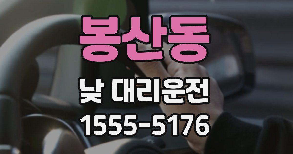 봉산동 낮 대리운전