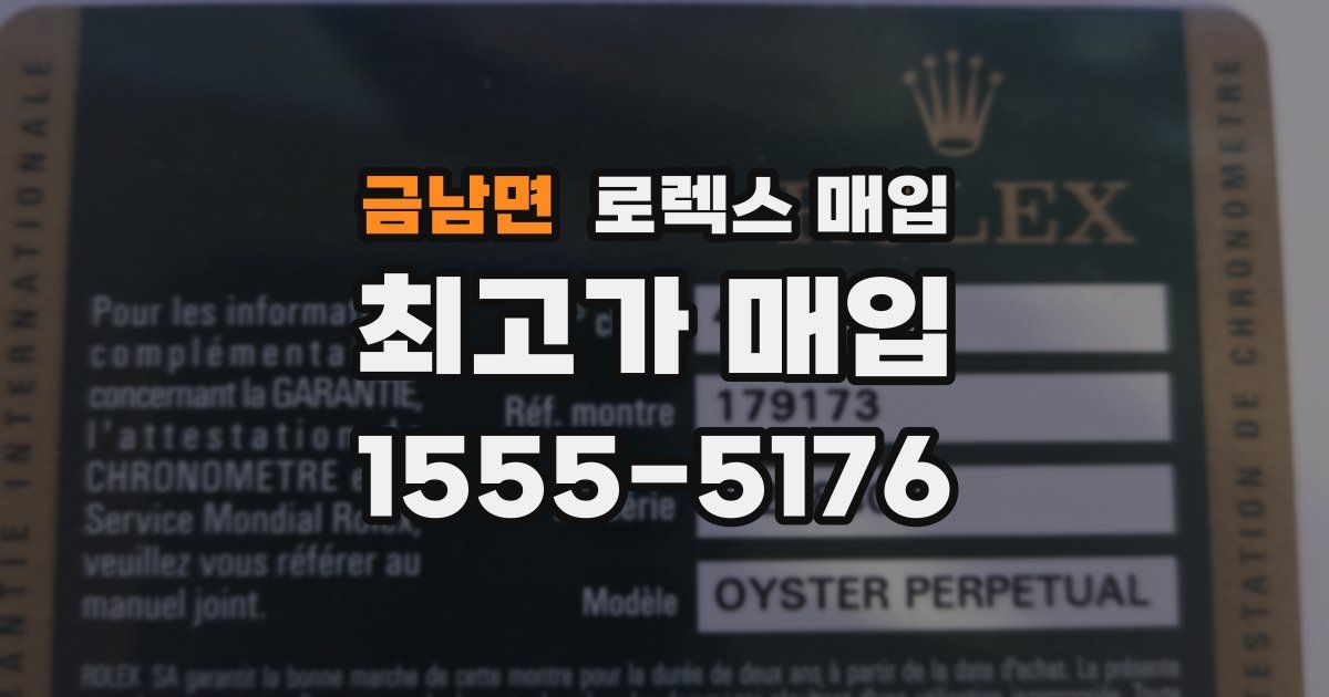 금남면 로렉스 매입