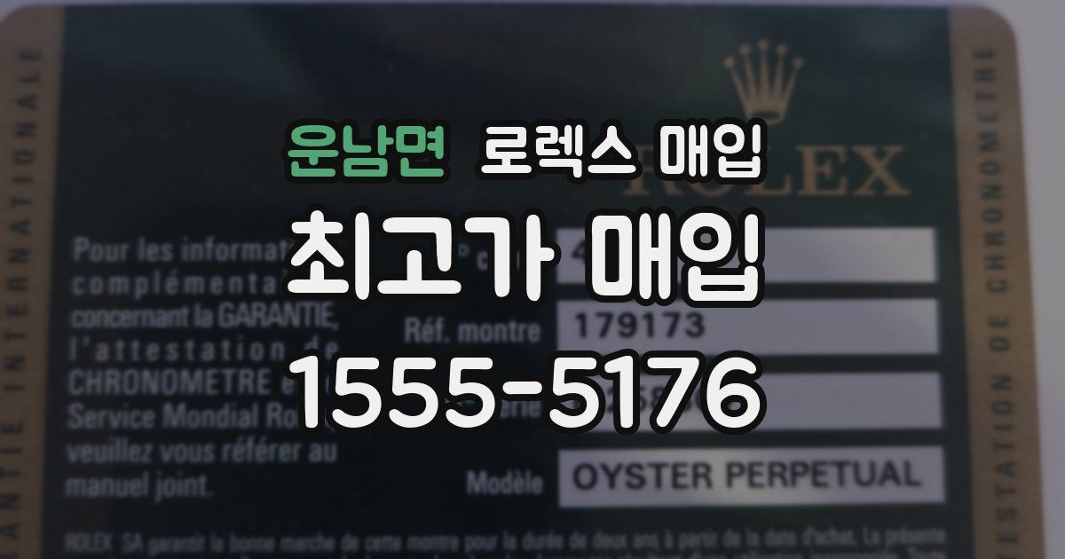 운남면 로렉스 매입