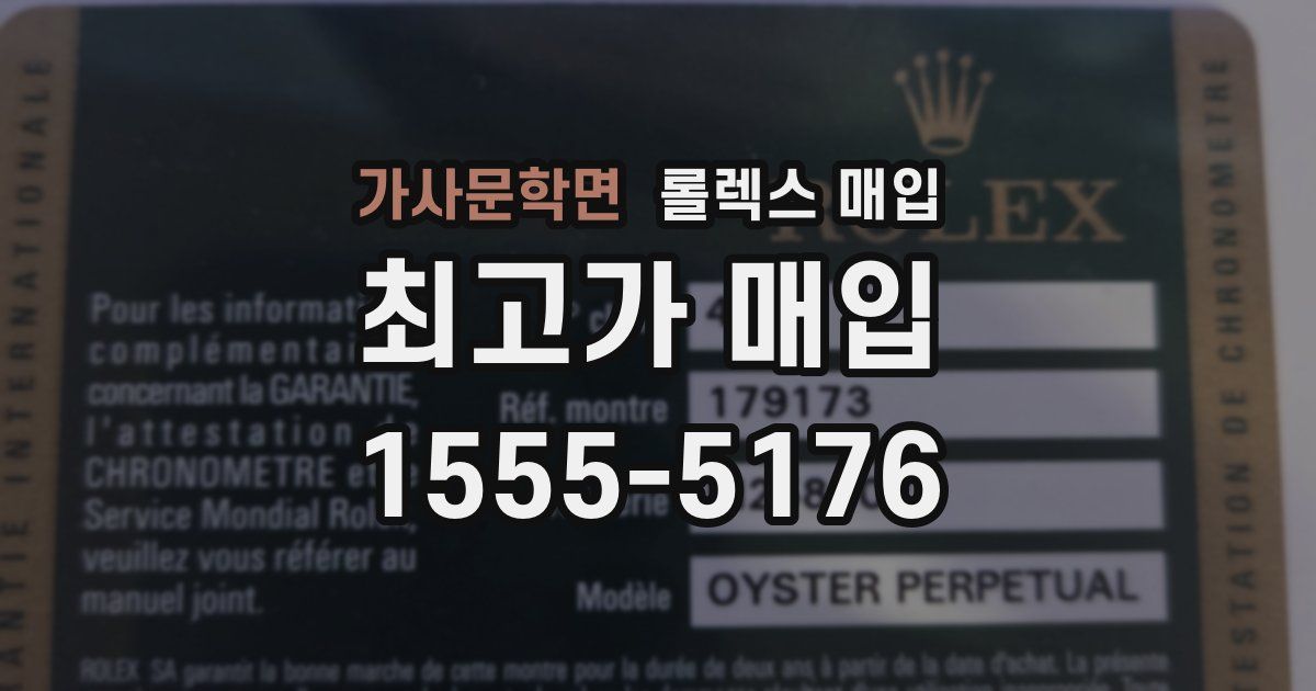 가사문학면 롤렉스 매입