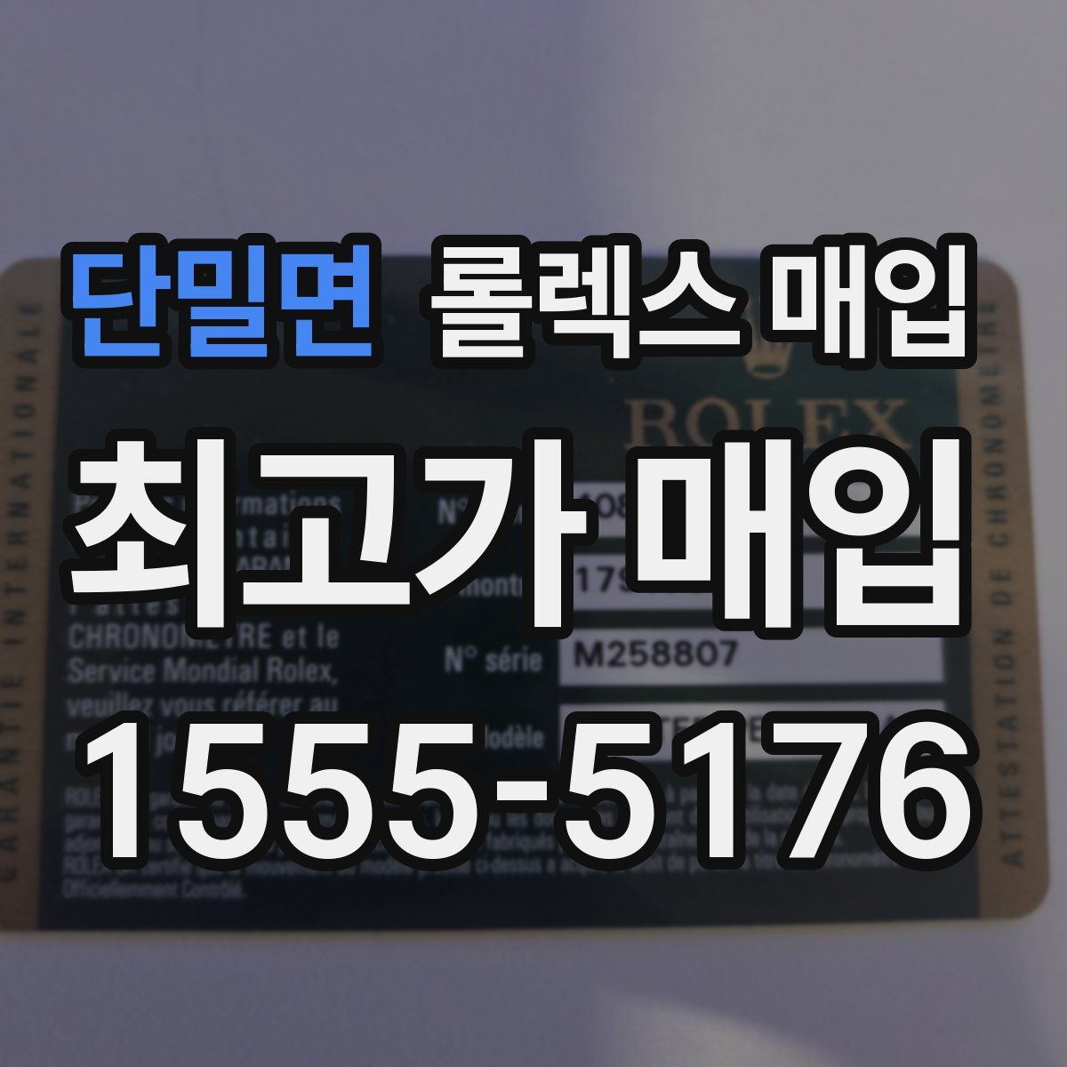 단밀면 롤렉스 매입